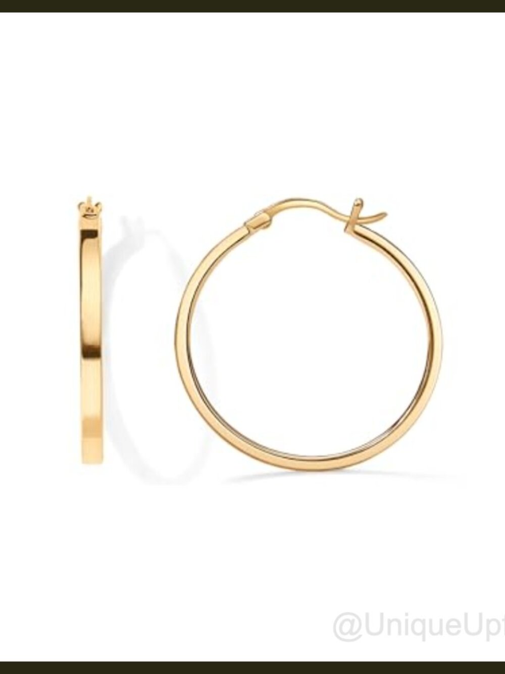 14K Gold Plated Lightweight Hoop Earrings 30mm Hypoallergenic